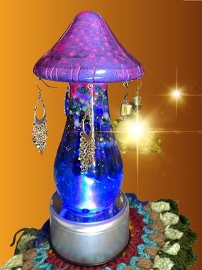 Mushroom Earring Display Handmade (holds set of 3)Lightbase sold separately